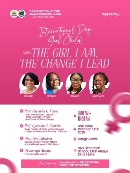 Efon Alaaye Students’ Union Set To Commemorate International Day of The Girl Child